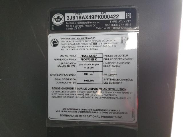 2023 CAN-AM MAVERICK S 3JB1BAX49PK000422