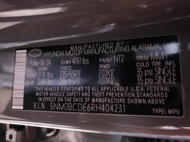 2024 HYUNDAI TUCSON SEL 5NMJBCDE6RH404231