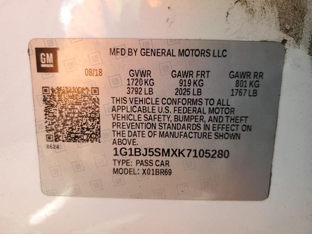 2019 CHEVROLET CRUZE 1G1BJ5SMXK7105280