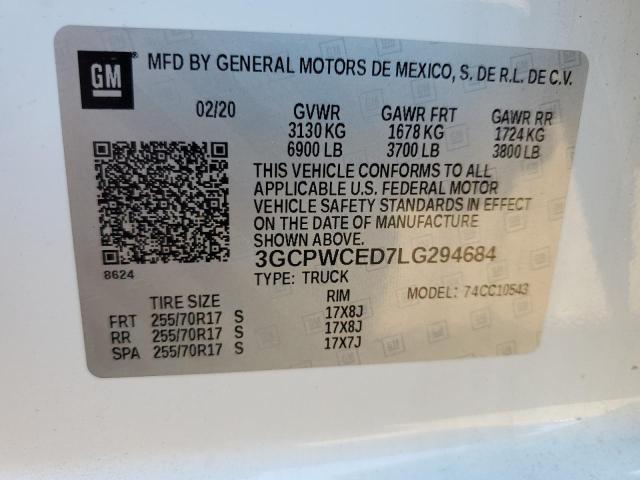 2020 CHEVROLET SILVERADO - 3GCPWCED7LG294684