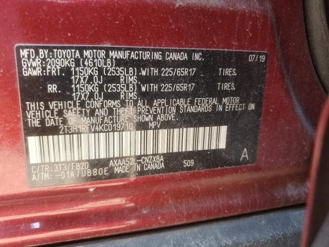 2019 TOYOTA RAV4 LE - 2T3H1RFV4KC019710