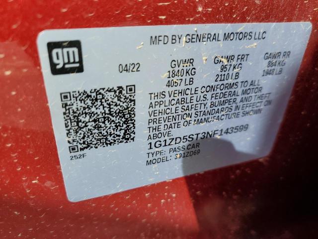 2022 CHEVROLET MALIBU LT - 1G1ZD5ST3NF143599