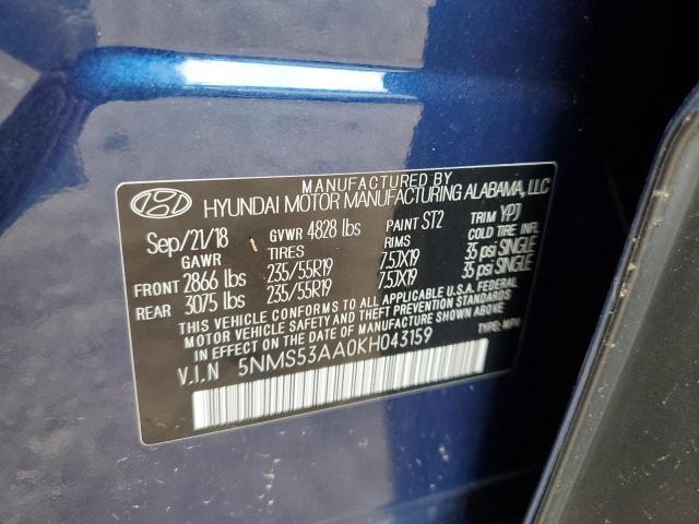 2019 HYUNDAI SANTA FE L 5NMS53AA0KH043159