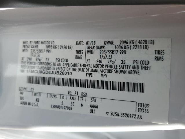 2018 FORD ESCAPE SE - 1FMCU0GD6JUB26010