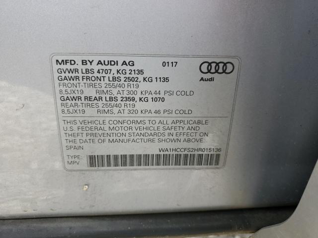 2017 AUDI Q3 PREMIUM - WA1HCCFS2HR015136