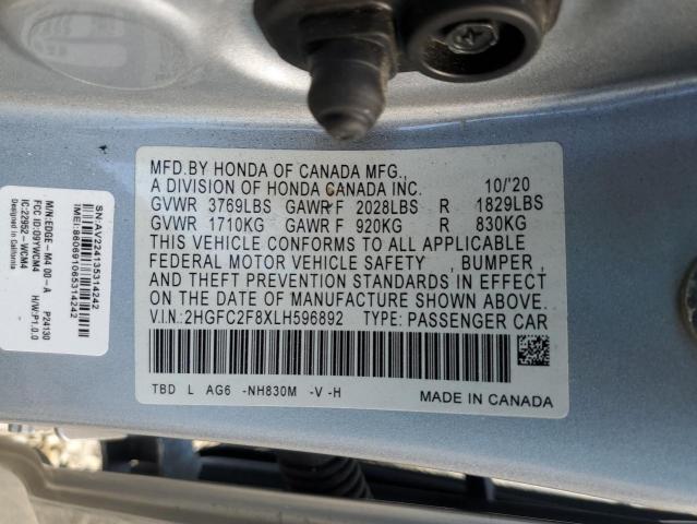 2020 HONDA CIVIC SPOR - 2HGFC2F8XLH596892