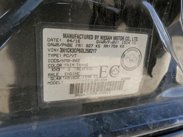 2016 NISSAN MICRA 3N1CK3CP6GL258217