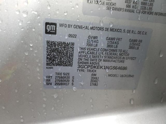 2022 CHEVROLET SILVERADO - 3GCPDKEK1NG564686