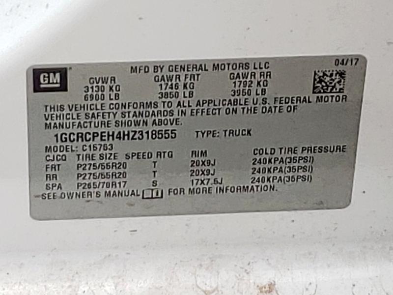 2017 CHEVROLET SILVERADO - 1GCRCPEH4HZ318555