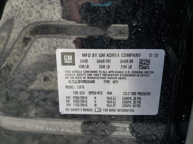 2021 CHEVROLET TRAX 1LT - KL7CJLSB1MB334409