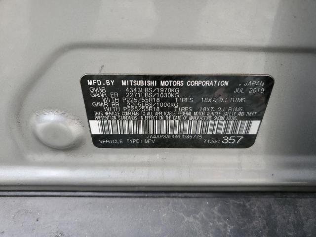 2019 MITSUBISHI OUTLANDER - JA4AP3AU0KU035775