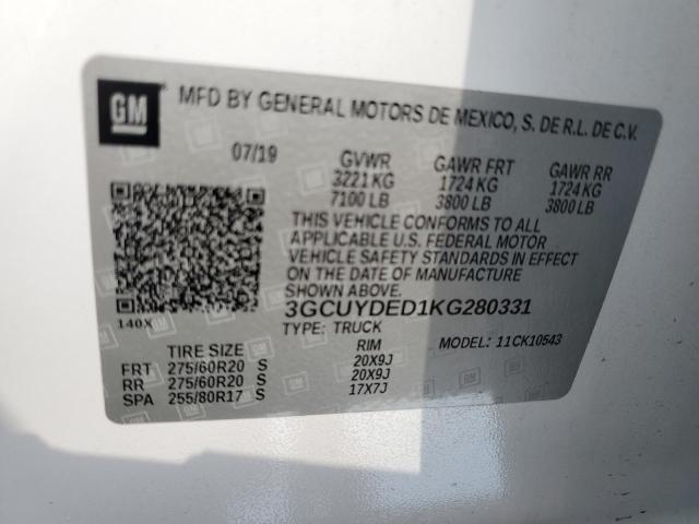 2019 CHEVROLET SILVERADO - 3GCUYDED1KG280331