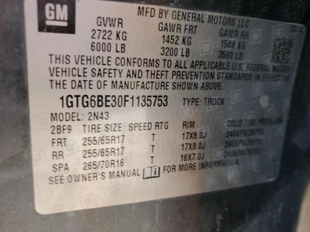2015 GMC CANYON SLE 1GTG6BE30F1135753