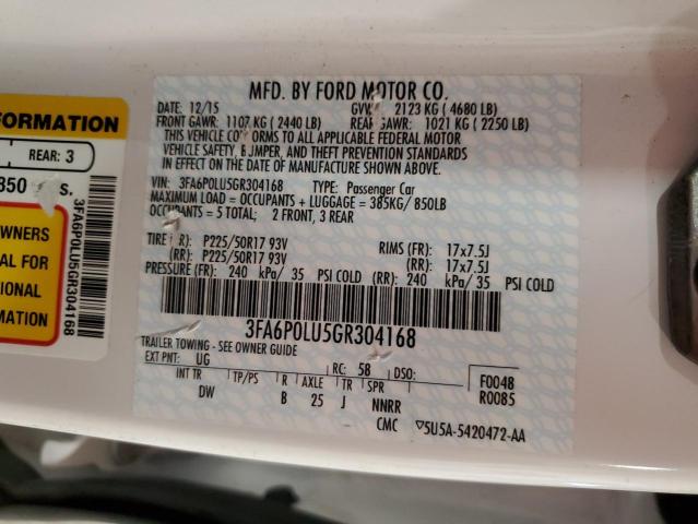2016 FORD FUSION SE - 3FA6P0LU5GR304168