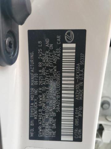 2020 LEXUS ES 300H 58AD21B17LU009951