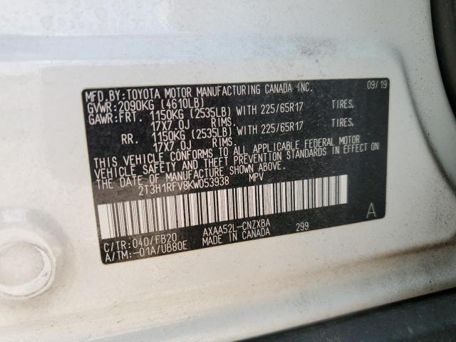 2019 TOYOTA RAV4 LE - 2T3H1RFV8KW053938