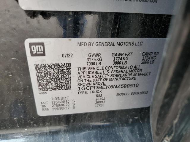 2022 CHEVROLET SILVERADO - 1GCPDBEK6NZ590510