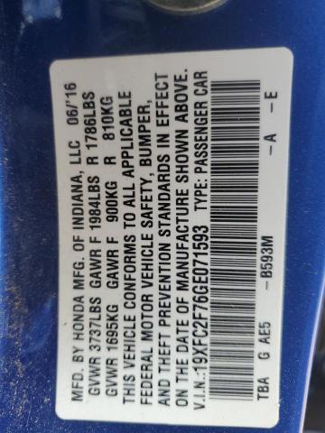 2016 HONDA CIVIC EX - 19XFC2F76GE071593