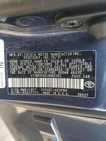 2018 TOYOTA 02-2FDC25 4T1BD1EBXJU062122