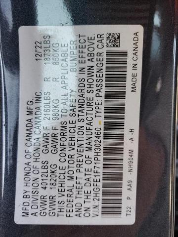 2023 HONDA CIVIC EX 2HGFE1F71PH302460