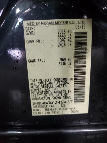 2019 NISSAN ALTIMA SV - 1N4BL4DW3KC249437