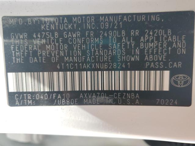 2022 TOYOTA CAMRY LE 4T1C11AKXNU628241