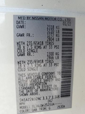 2022 NISSAN MURANO SV - 5N1AZ2BJ2NC117138