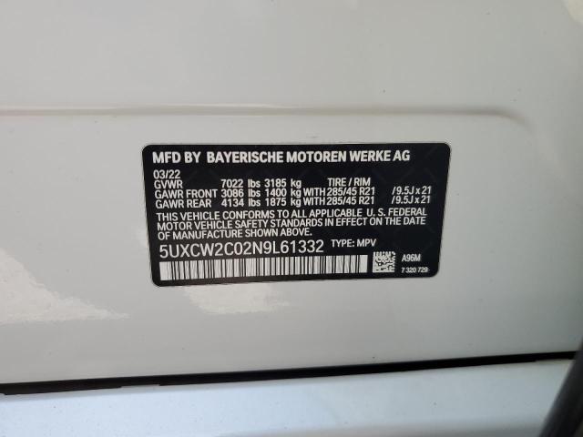 2022 BMW X7 XDRIVE4 5UXCW2C02N9L61332