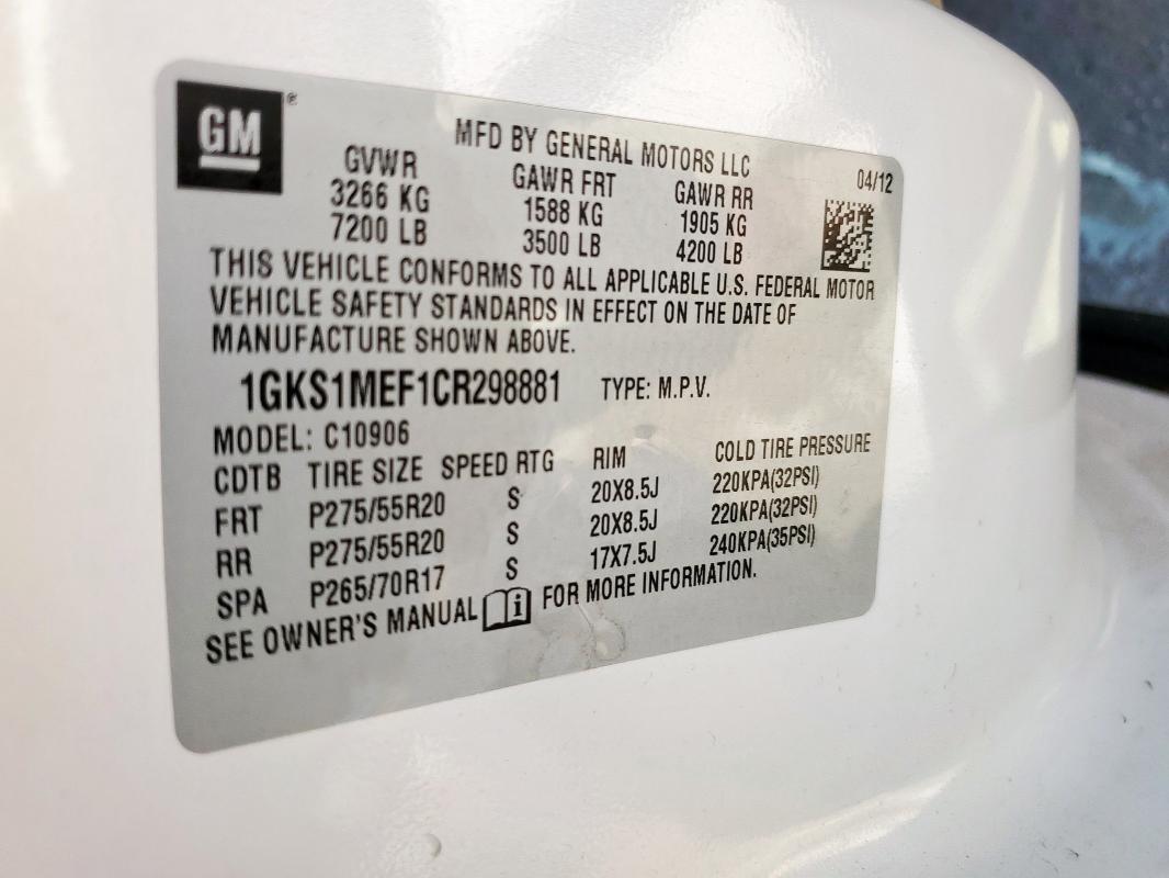 2012 GMC YUKON XL D - 1GKS1MEF1CR298881