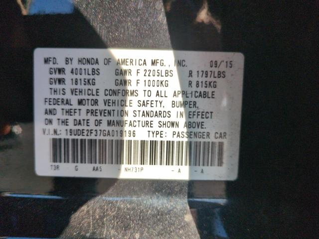 2016 ACURA ILX BASE W - 19UDE2F37GA019196