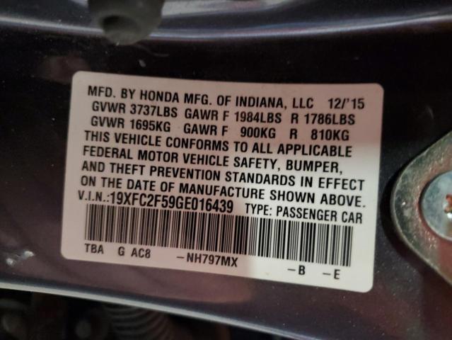 2016 HONDA CIVIC LX - 19XFC2F59GE016439