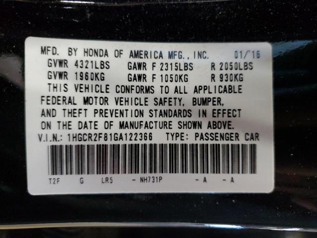 2016 HONDA ACCORD EXL - 1HGCR2F81GA122366