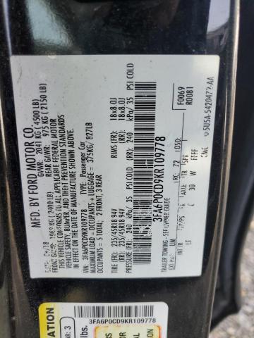 2019 FORD FUSION SEL - 3FA6P0CD9KR109778