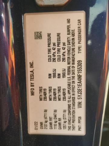 2022 TESLA MODEL 3 - 5YJ3E1EA4NF155309