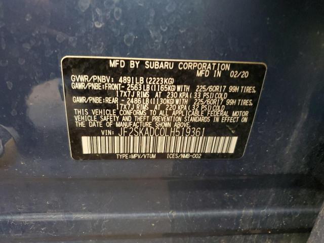 2020 SUBARU FORESTER JF2SKADC0LH519361