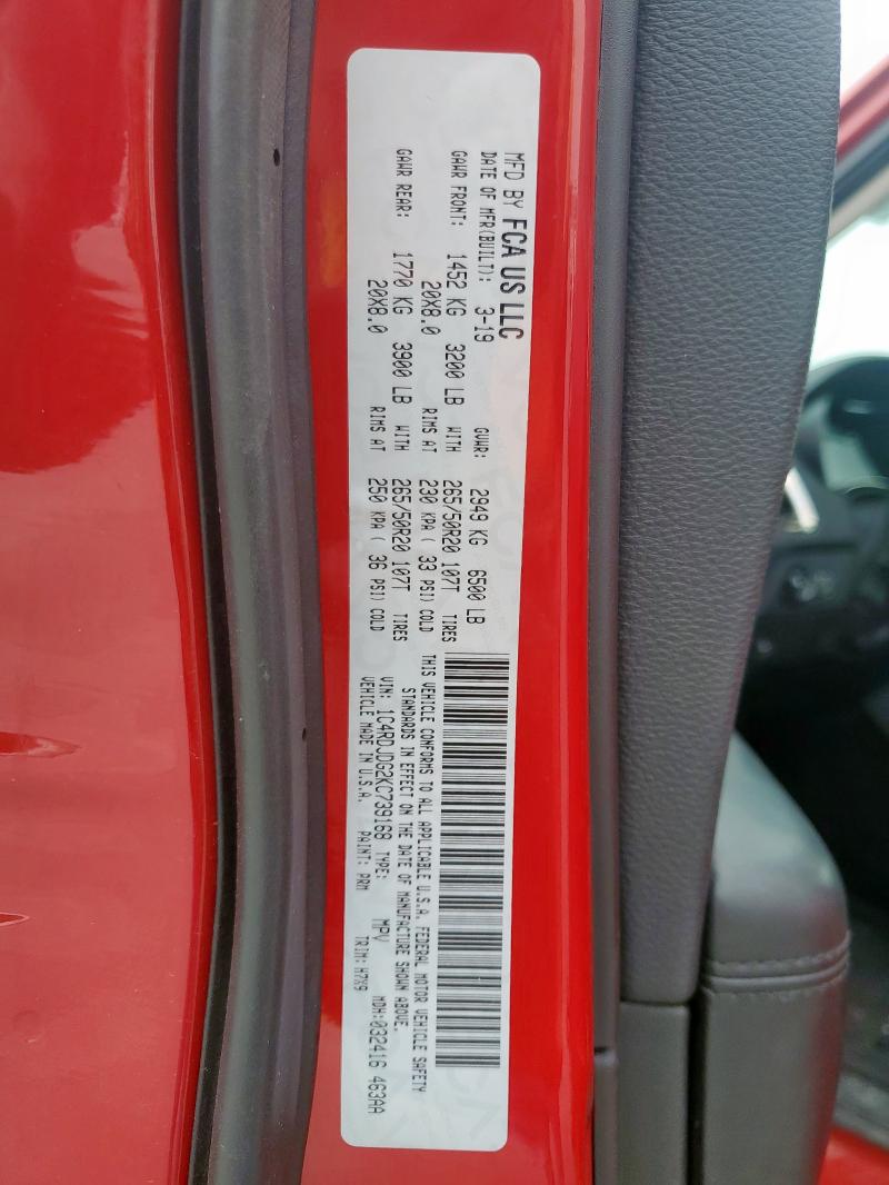 2019 DODGE DURANGO R/ - 1C4RDJDG2KC739168