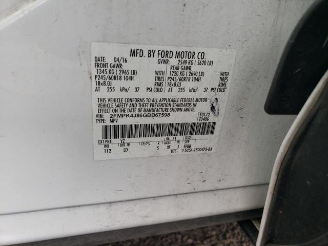 2016 FORD EDGE SEL - 2FMPK4J86GBB67598