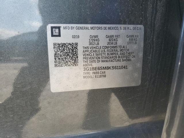 2019 CHEVROLET CRUZE LT - 3G1BE6SM8KS611041