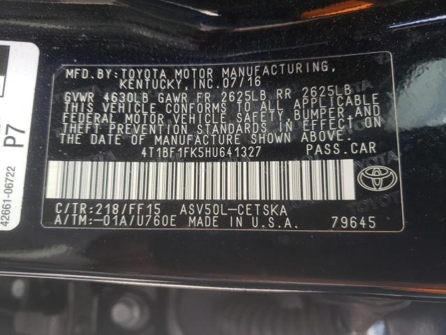 2017 TOYOTA CAMRY LE - 4T1BF1FK5HU641327