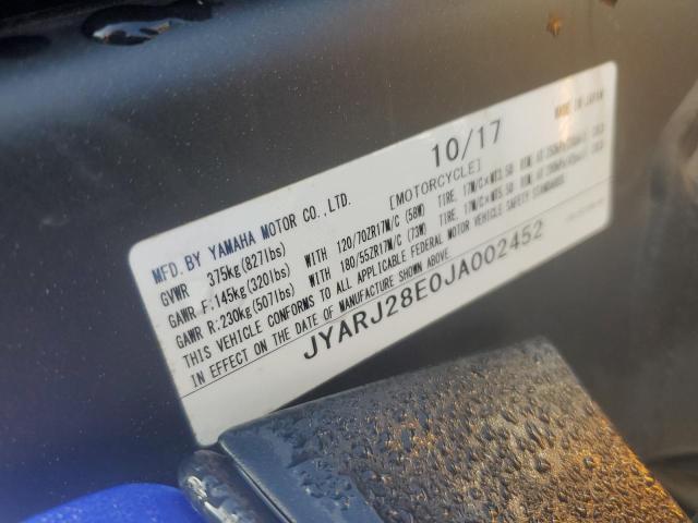 2018 YAMAHA YZFR6 JYARJ28E0JA002452