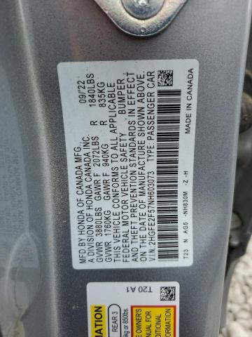 2022 HONDA CIVIC SPOR 2HGFE2F57NH603073