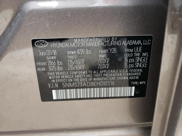 2019 HYUNDAI SANTA FE S - 5NMS23AD8KH010316