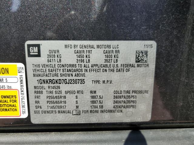 2016 CHEVROLET TRAVERSE L - 1GNKRGKD7GJ230735