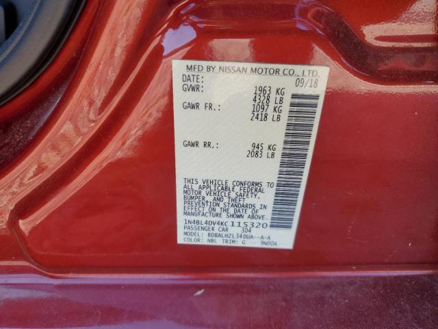 2019 NISSAN ALTIMA SV - 1N4BL4DV4KC115320