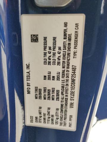 2022 TESLA MODEL 3 - 5YJ3E1EC6NF254487