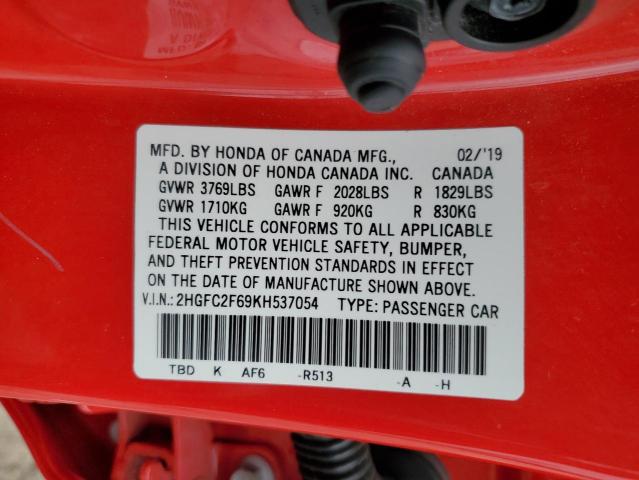 2019 HONDA CIVIC LX - 2HGFC2F69KH537054