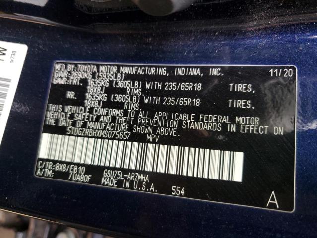2021 TOYOTA HIGHLANDER - 5TDGZRBHXMS075657