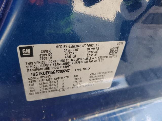 2016 CHEVROLET SILVERADO 1GC1KUEG5GF208247