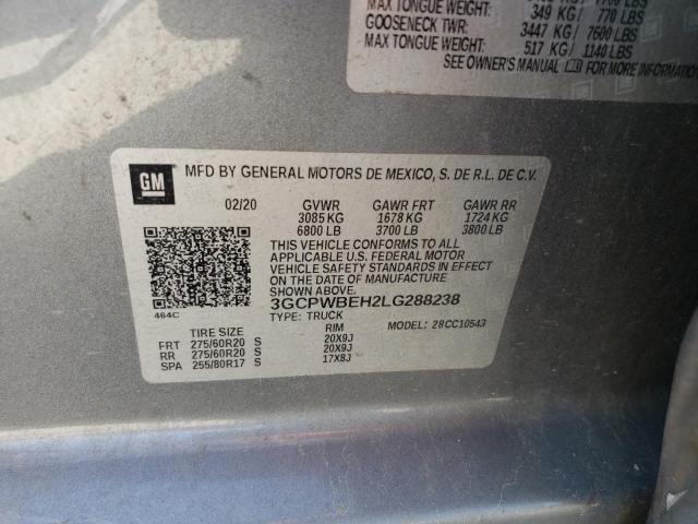 2020 CHEVROLET SILVERADO - 3GCPWBEH2LG288238