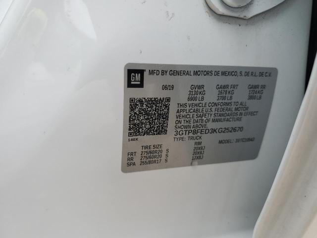 2019 GMC SIERRA C15 - 3GTP8FED3KG252670